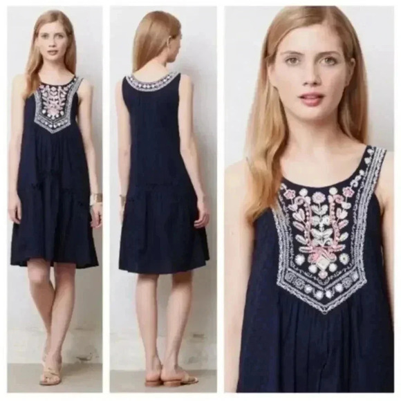 Anthropologie Maeve Navy Tisa Swing Dress Size 2 - Picture 4 of 9